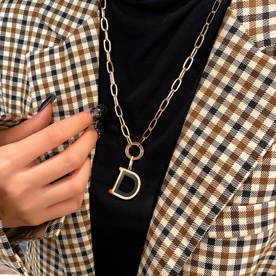 Jewelry Casual Simple Style Streetwear Letter Titanium Steel Plating Pendant Necklace