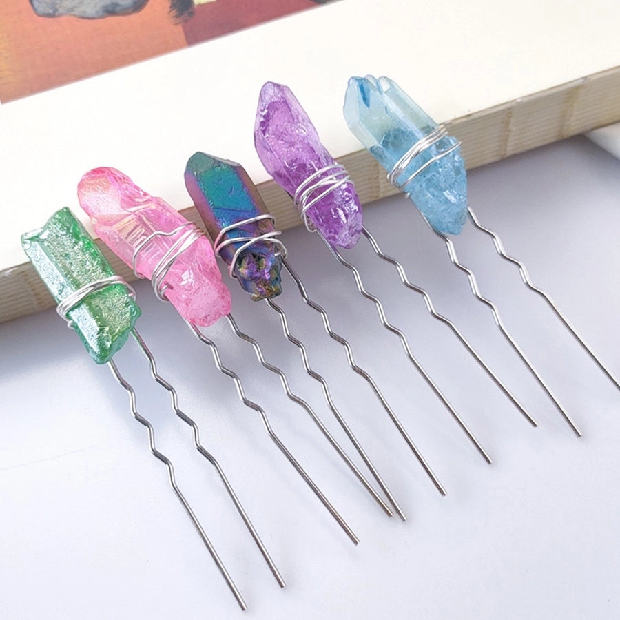 women's ig style geometric alloy handmade inlay crystal hairpin