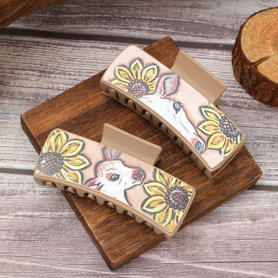 women's vintage style simple style sunflower pu leather hair claws