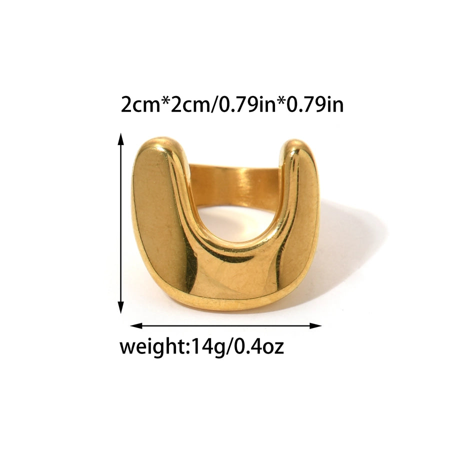Jewelry Elegant Roman Style Commute Geometric Heart Shape 304 Stainless Steel 14K Gold Plated Rings