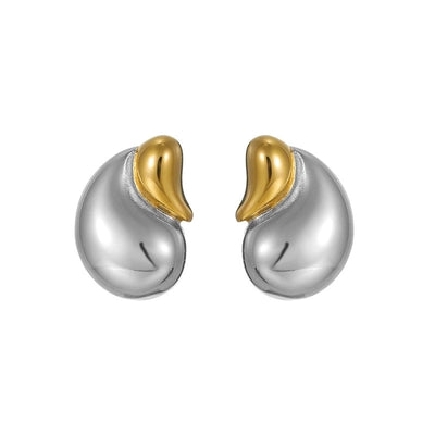 1 Pair Simple Style Geometric Water Droplets Heart Shape Patchwork 304 Stainless Steel 18K Gold Plated Ear Studs