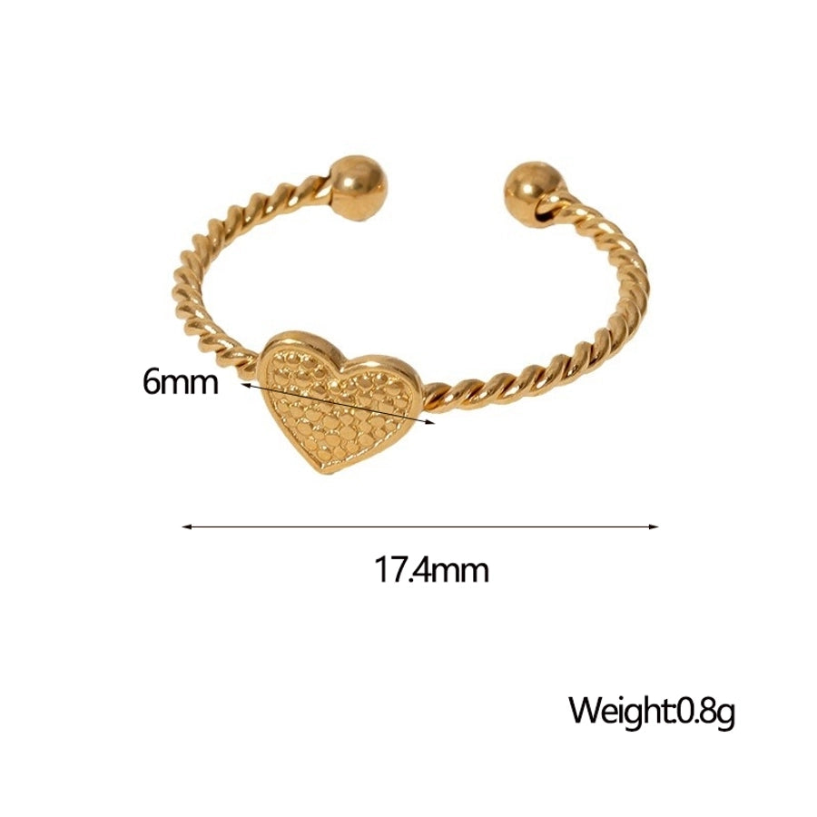 Jewelry Sweet Simple Style IG Style Heart Shape 304 Stainless Steel 18K Gold Plated Stainless Steel Rings