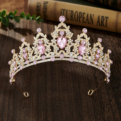 glam luxurious lady crown alloy plating inlay zircon crown