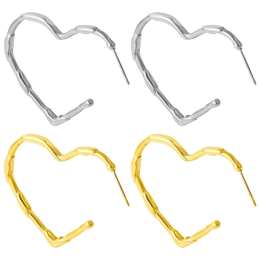 1 Pair Simple Style Classic Style Heart Shape Plating 304 Stainless Steel Ear Studs
