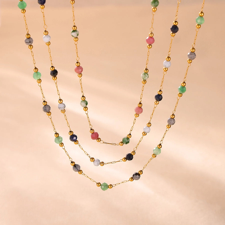 Luxurious Vacation chain natural stone 18K Gold Plated Necklace In Bulk