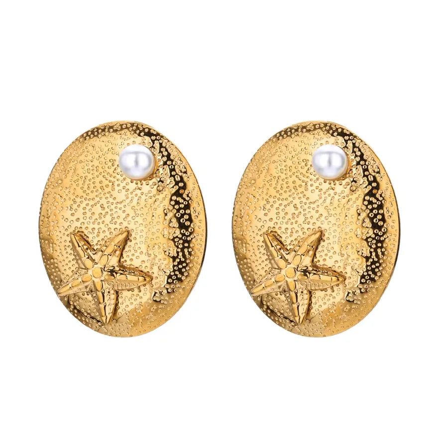 1 Pair IG Style Simple Style Geometric Copper Imitation Pearl 18K Gold Plated Ear Studs