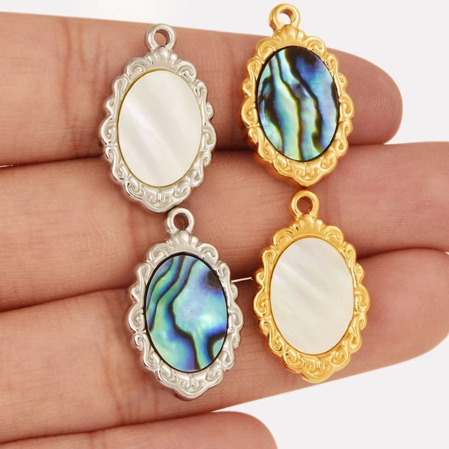 Jewelry Vintage Style Classic Style Oval 304 Stainless Steel Shell Abalone Shell 18K Gold Plated Irregular Plating Pendant Necklace