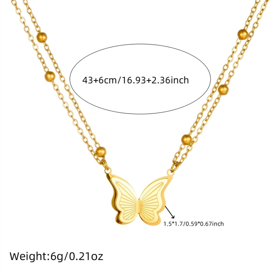 Jewelry Vintage Style Sweet Butterfly 304 Stainless Steel Necklace