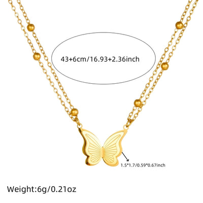 Jewelry Vintage Style Sweet Butterfly 304 Stainless Steel Necklace