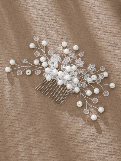 simple style flower artificial pearl inlay pearl insert comb