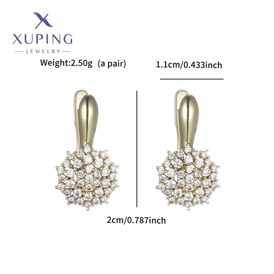 6 Pairs XUPING Simple Style Flower Plating Inlay Copper Artificial Gemstones 18K Gold Plated Earrings