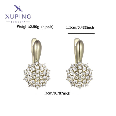 6 Pairs XUPING Simple Style Flower Plating Inlay Copper Artificial Gemstones 18K Gold Plated Earrings