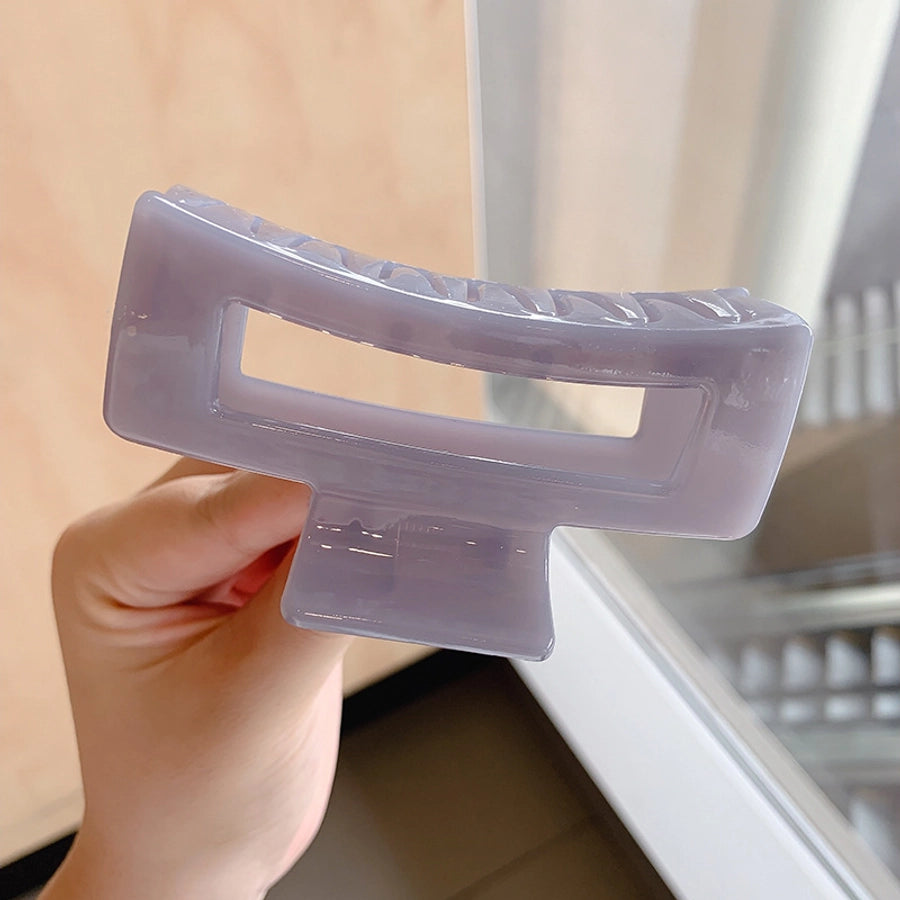 simple style solid color alloy resin hollow out hair claws