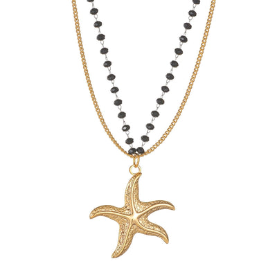 Jewelry Elegant Lady Cross Leaf Starfish 304 Stainless Steel Plating Necklace