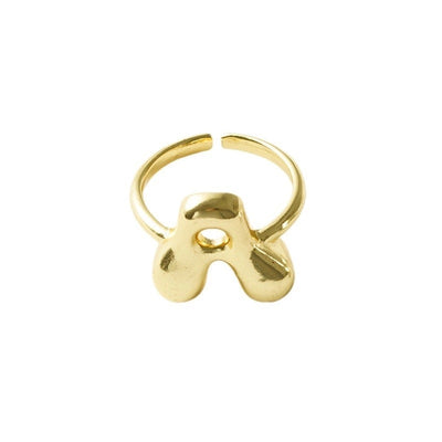 Copper Brass 18K Gold Plated Letter Open Rings