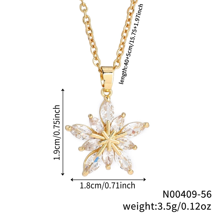 Elegant Personality Fashion Snowflake Suit, 3-Piece Fashion Simple Pendant Necklace and Earrings Suit, Suitable for Daily Wear, Party and Valentine's Day Gifts
