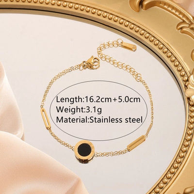 Jewelry Roman Style Streetwear Commute Geometric Round Roman Numeral 304 Stainless Steel Acrylic 18K Gold Plated Plating Jewelry Set