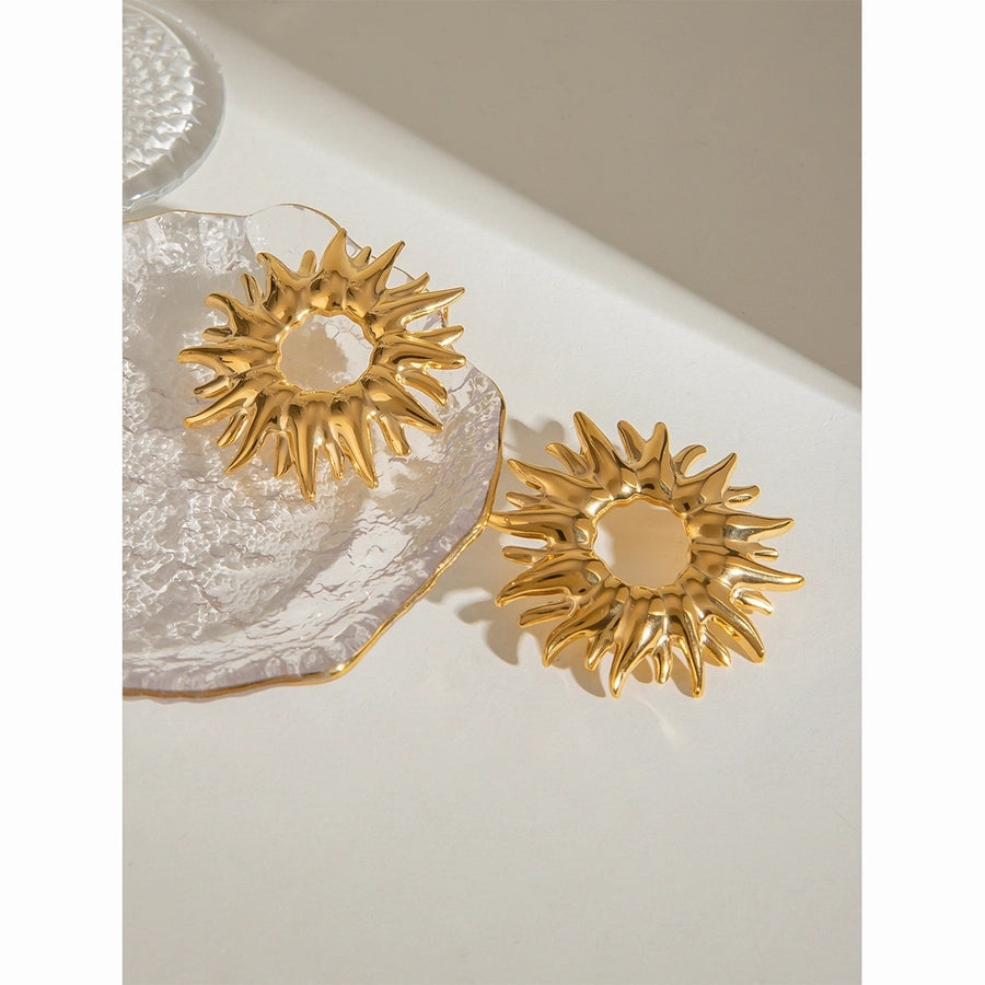 1 Pair Classic Style Sunflower 304 Stainless Steel Ear Studs