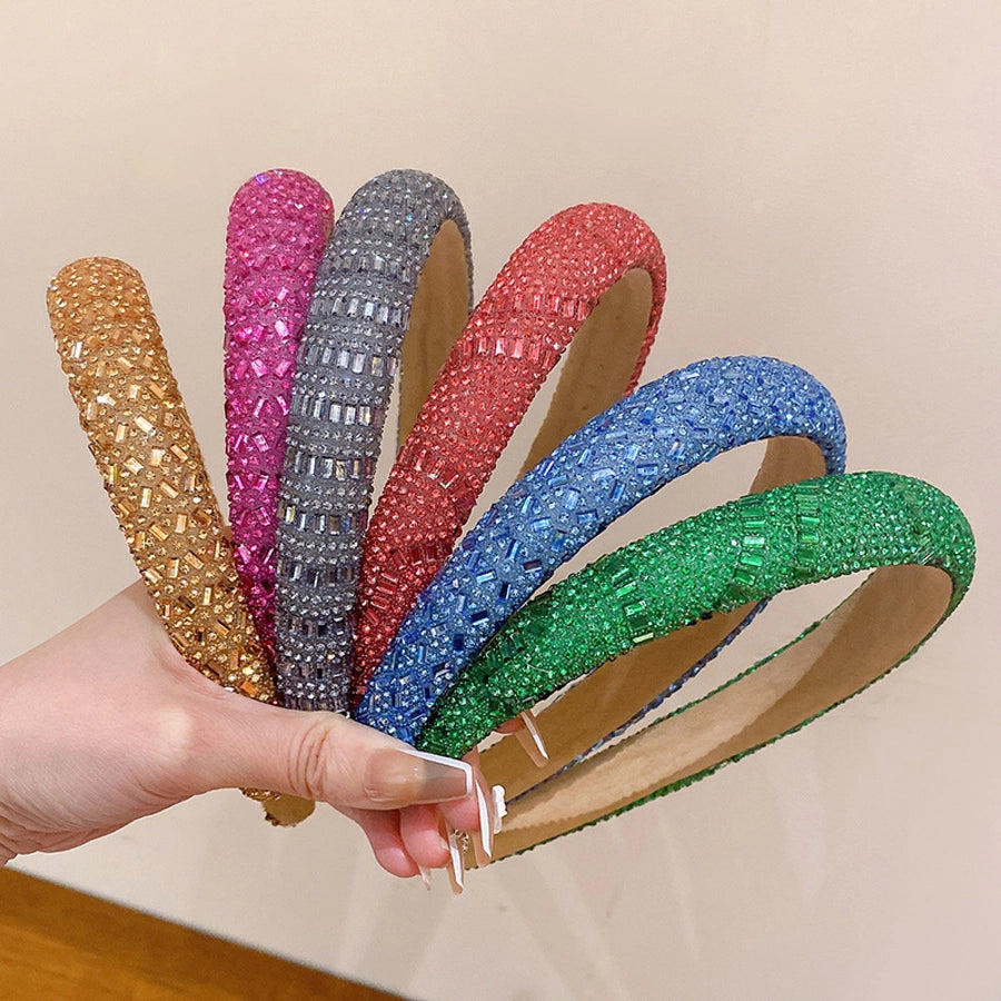 retro lady solid color rhinestone hair band