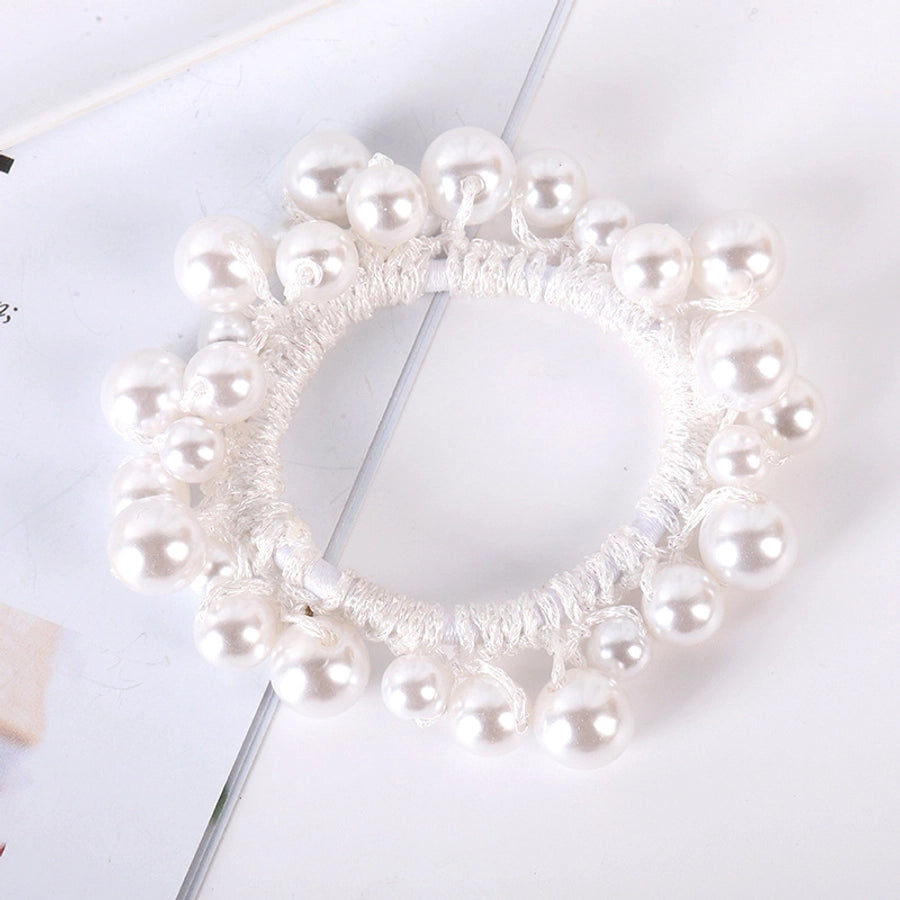 elegant geometric imitation pearl rhinestone hair tie