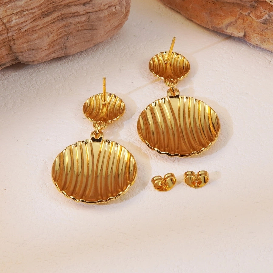 1 Pair Simple Style Classic Style Streetwear Round 304 Stainless Steel Imitation Gold  Drop Earrings