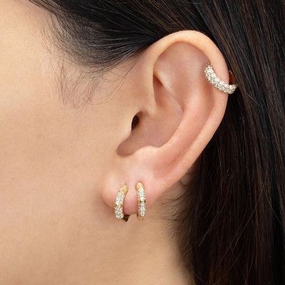 1 Pair Casual Simple Style Geometric Inlay Copper Zircon 24K Gold Plated Earrings