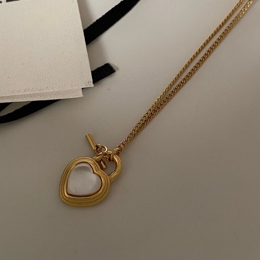 Jewelry Elegant Heart Shape Titanium Steel Opal Inlay Jewelry Set