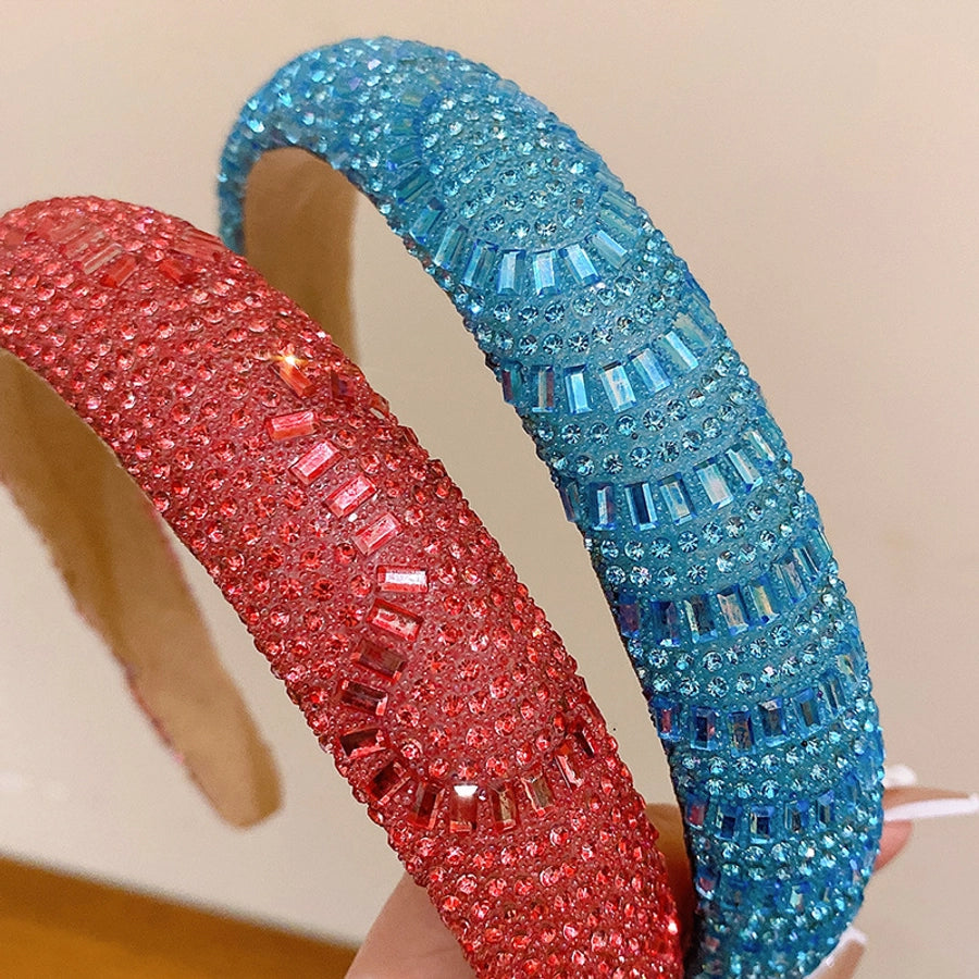 retro lady solid color rhinestone hair band