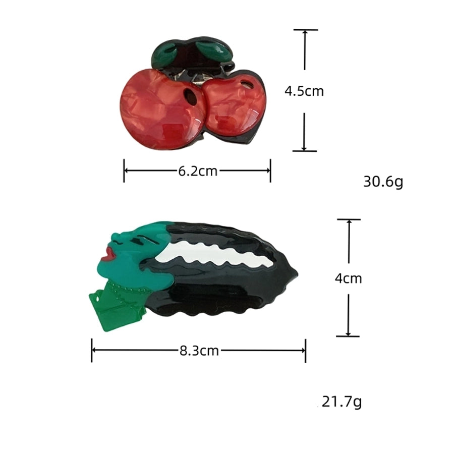 Women's Korean Style Pumpkin Color Block Cherry Acetic acid sheets Hair Claws