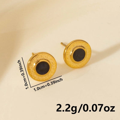 1 Pair Elegant Geometric Round 304 Stainless Steel Ear Studs
