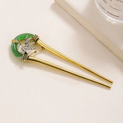 women's chinoiserie elegant u shape bamboo alloy inlay rhinestones hairpin