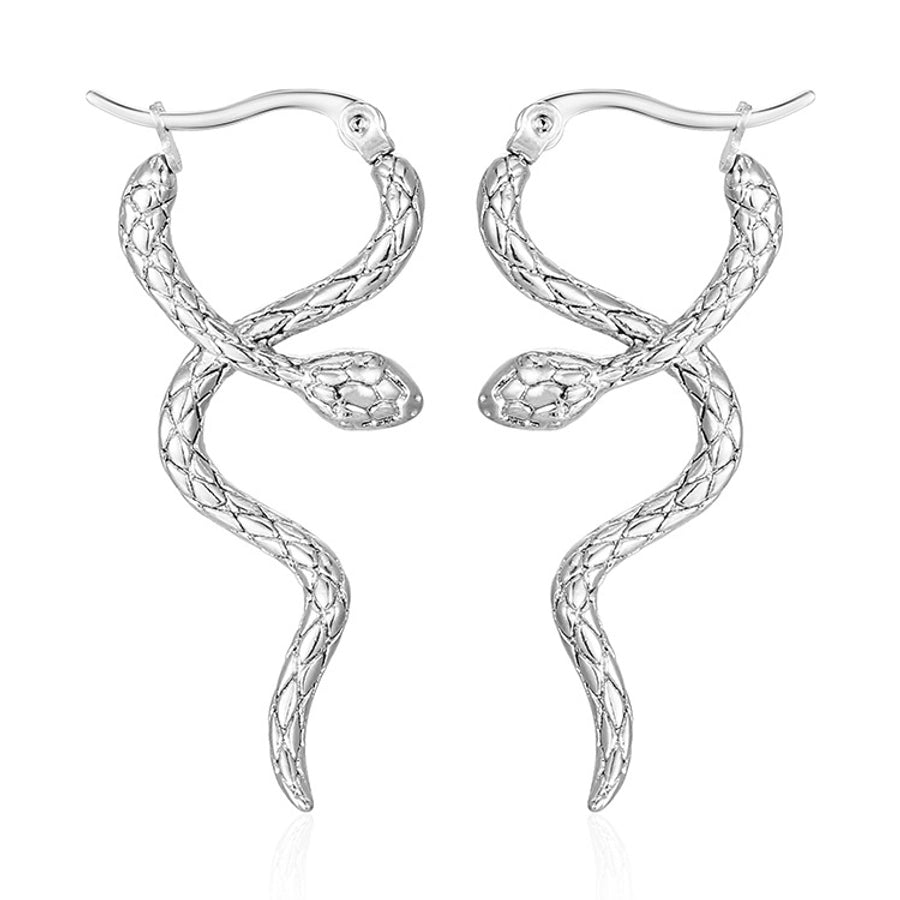 1 Pair IG Style Snake 304 Stainless Steel Earrings