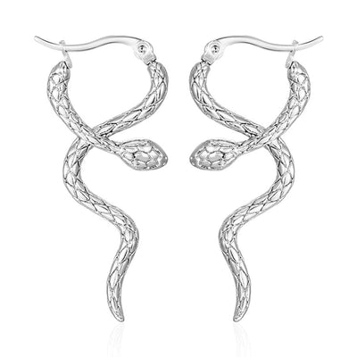 1 Pair IG Style Snake 304 Stainless Steel Earrings