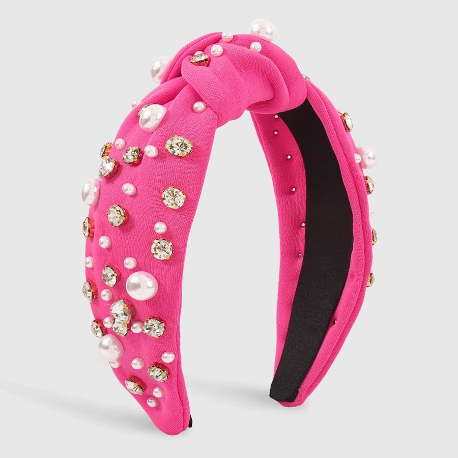 fashion solid color imitation pearl cloth rhinestone hair band