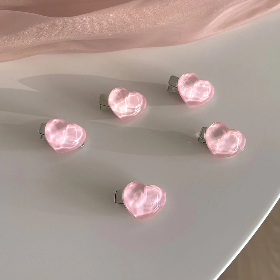 Women's Cute Sweet Heart Shape Plastic Resin Hair Clip