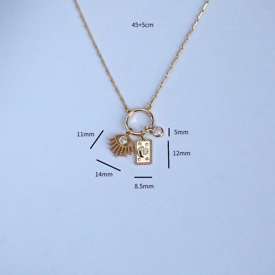 Copper Gold Plated Devil's Eye Pendant Necklace