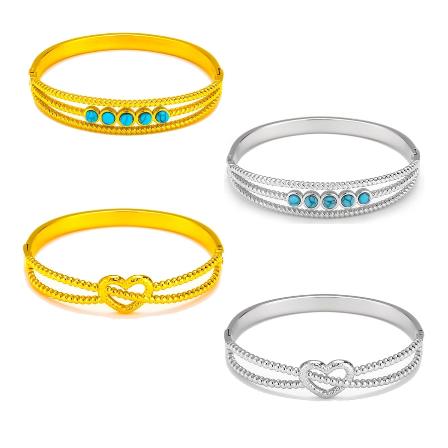 Vintage Style Classic Style Heart Shape 304 Stainless Steel 18K Gold Plated Bangle In Bulk