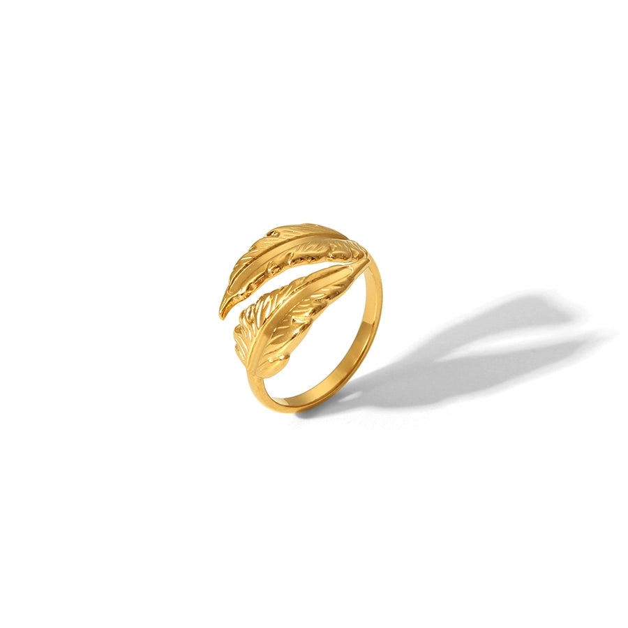 Jewelry IG Style Casual Simple Style Leaves 304 Stainless Steel 18K Gold Plated Polishing Open Rings