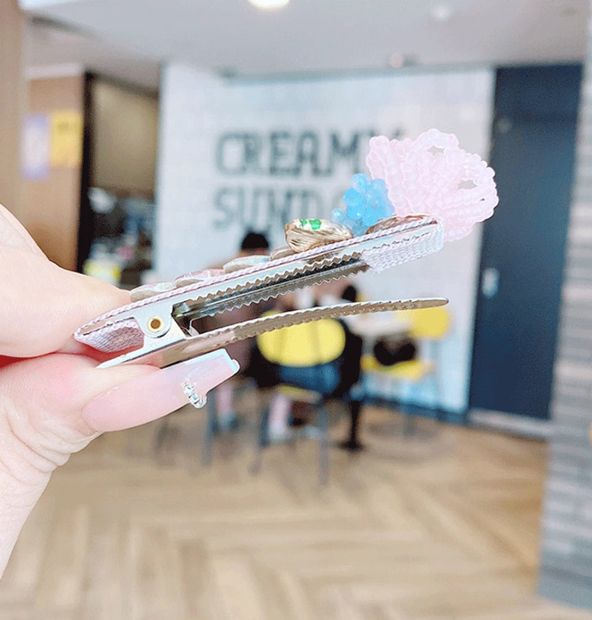 ig style sweet leaves flower artificial crystal alloy beaded inlay rhinestones hair clip