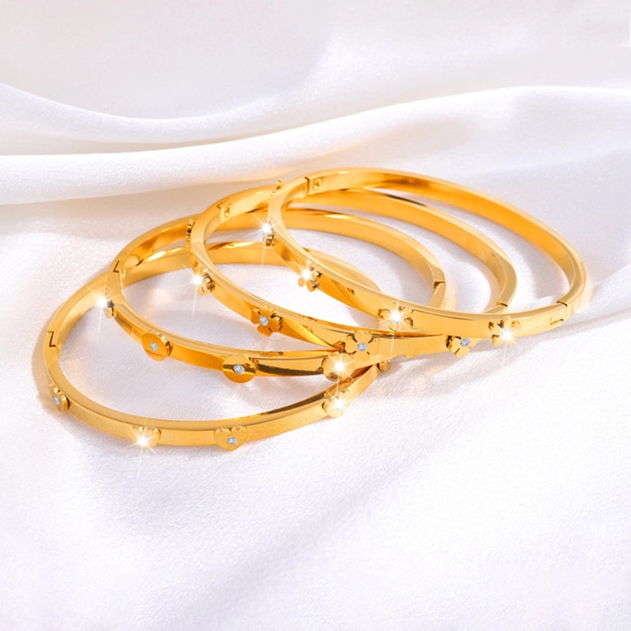 IG Style Sweet Round Heart Shape Flower Titanium Steel Zircon Bangle In Bulk
