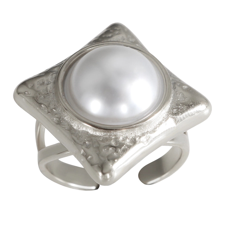 Jewelry IG Style Simple Style Commute Rhombus 304 Stainless Steel Pearl Inlay Rings Earrings Necklace