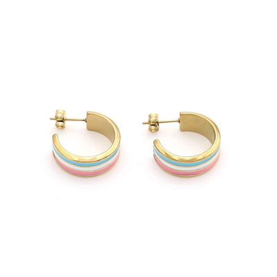 1 Pair IG Style Simple Style C Shape Enamel Titanium Steel Ear Studs