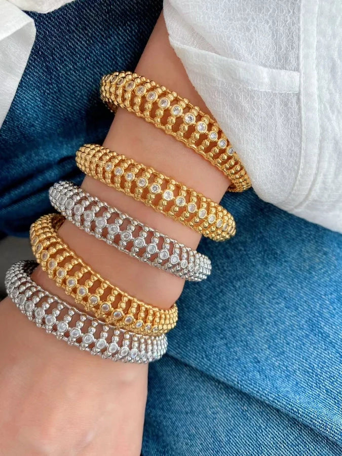 Jewelry Vintage Style Geometric Copper Zircon Plating Rings Bracelets