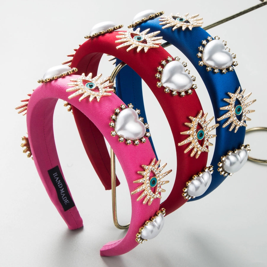 Women's Modern Style Classic Style Heart Shape Eye Sponge Inlay Artificial Pearls Rhinestones Hair Band
