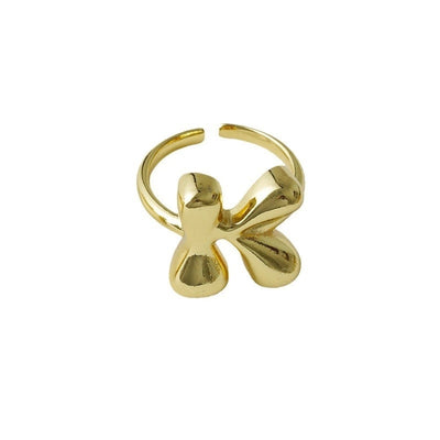 Copper Brass 18K Gold Plated Letter Open Rings