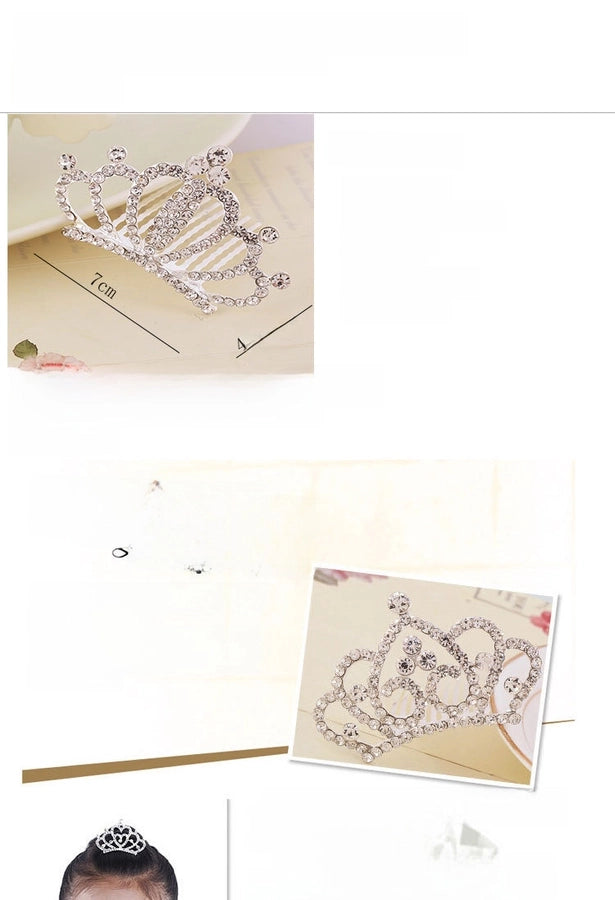 Korean style rhinestone children's crown comb hair accessories girls' performance dance performance girls' birthday gift