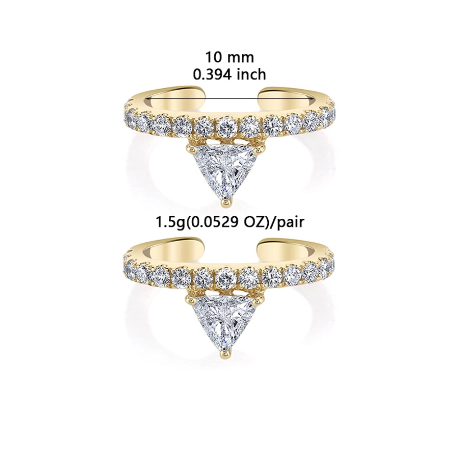 1 Pair Elegant Shiny Geometric Inlay Copper Zircon 24K Gold Plated Ear Cuffs