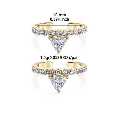 1 Pair Elegant Shiny Geometric Inlay Copper Zircon 24K Gold Plated Ear Cuffs