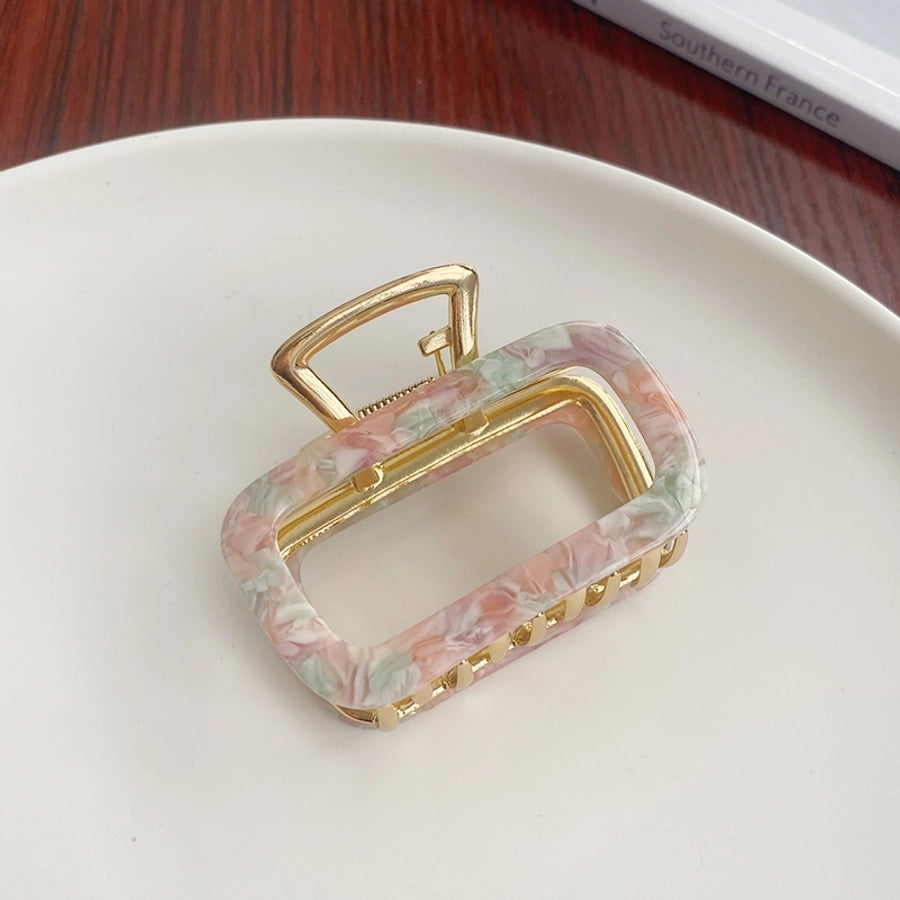 women's simple style solid color alloy plating hair claws