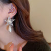 1 Pair Casual Simple Style Streetwear Star Water Droplets Inlay Copper Artificial Pearls Zircon Drop Earrings